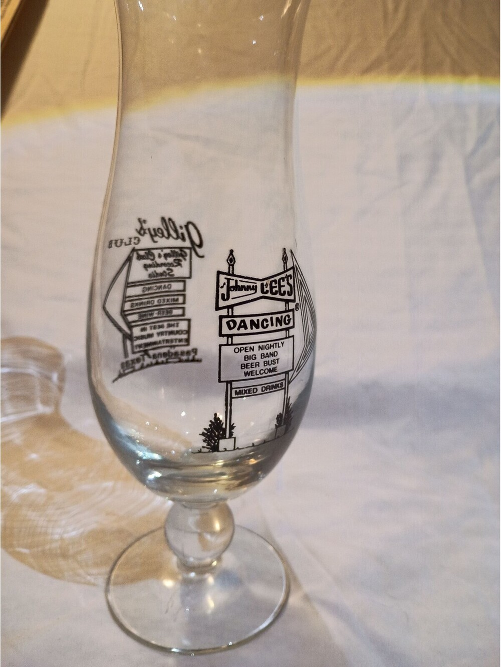 Vintage Gilley's Club Hurricane Glass with Black Print